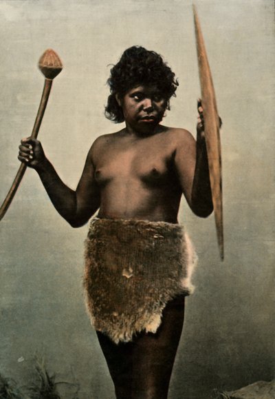 Australanka v čele se zbraněmi svého manžela, Australanka se zbraněmi manžela, 1900. od Unbekannt