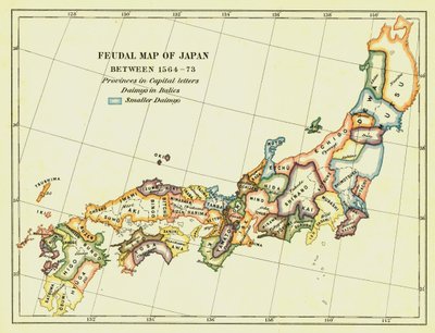 Feudální mapa Japonska mezi 1564-73, 1903. od Unbekannt