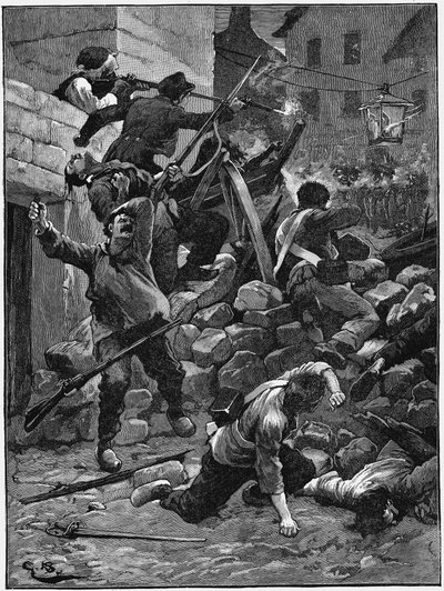 Boj na barikádách, The July Monarchy, France, 1848 c1885 od Unbekannt