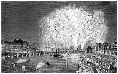 Ohňostroj na mostě, Paříž, 1754, 1885 od Unbekannt