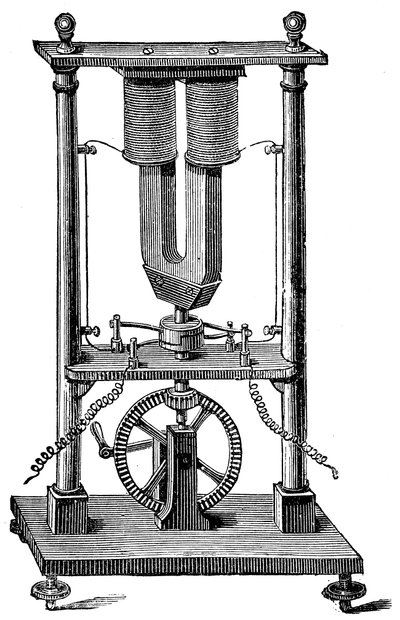První magnetoelektrický motor postavený Hippolyte Pixii, c1832 c1890 od Unbekannt