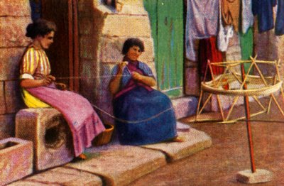 Rybářky navíjející přízi do sítí, Malta, c1928. od Unbekannt