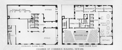 Půdorysy, budova obchodní komory, Newark, New Jersey, 1924 od Unbekannt