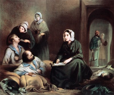 Florence Nightingale, britská zdravotní sestra a reformátorka nemocnic, v nemocnici Scutari, Turecko, 1855 od Unbekannt