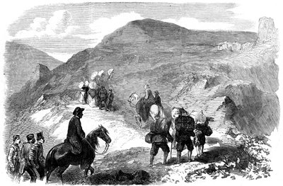 Florence Nightingale na návštěvě chatrčích nemocnic v Balaclavě, 1855 od Unbekannt