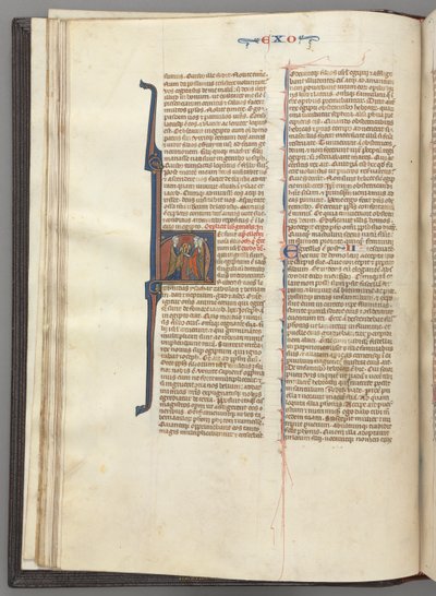 Fol. 20v, Exodus, historická iniciála H, Mojžíš a dva následovníci s deskami zákona, c. 127 od Unbekannt