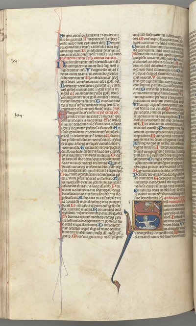Fol. 224v, Žalm 68, historická iniciála S, David ve vodě apelující na Boha nahoře, c. 1275-1300. od Unbekannt