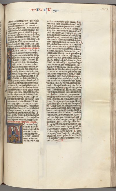 Fol. 353r, Joel, historická iniciála V, Joel sedící se svitkem, nahoře busta Boha, c. 1275-1300. od Unbekannt