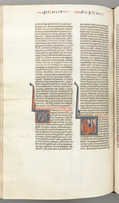 Fol. 362v, Sofoniáš, historická iniciála V, Sofoniáš klečící se svitkem, busta Boží..., c. 12 od Unbekannt