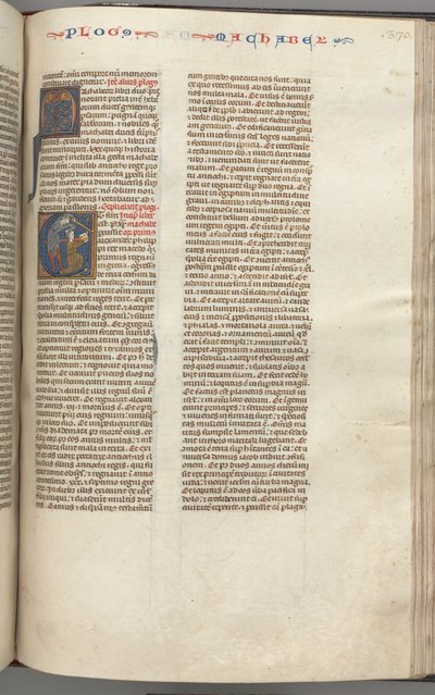 Fol. 370r, Maccabees I, historická iniciála E, Mathathias zabíjející modlářského Žida, c. 1275-1300. od Unbekannt