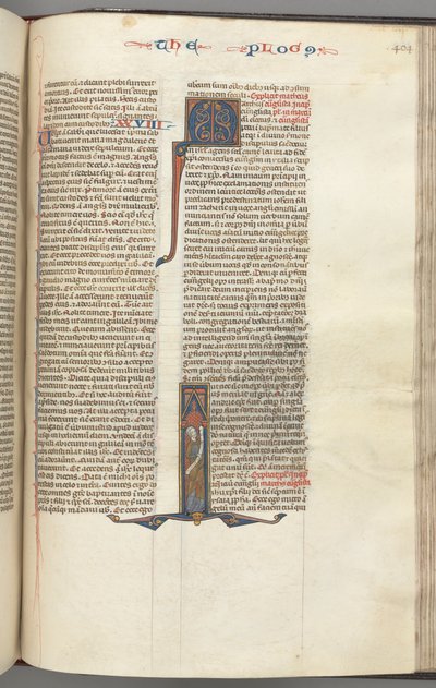 Fol. 404r, Marek, historická iniciála I, Mark stojící se svitkem, c. 1275-1300. od Unbekannt