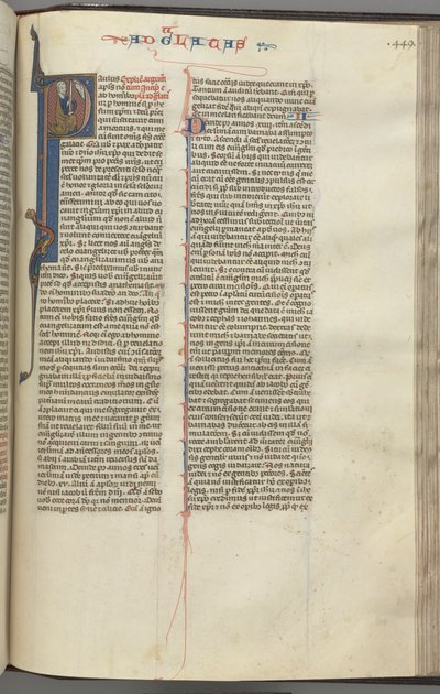 Fol. 449r, Galatským, historická iniciála P, Pavel sedící s mečem, c. 1275-1300. od Unbekannt