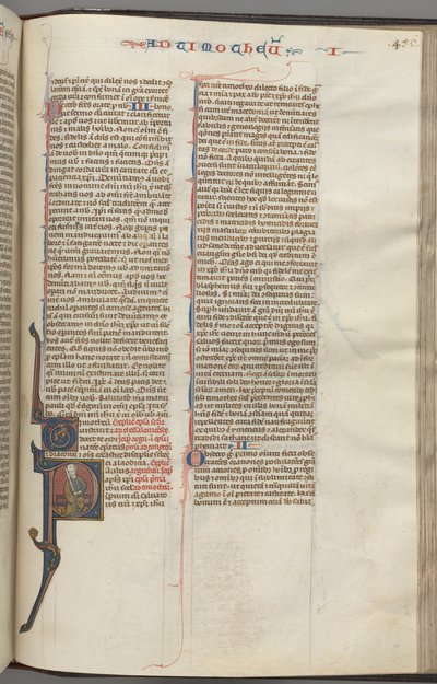 Fol. 456r, Timothy I, historická iniciála P, Pavel sedící, c. 1275-1300. od Unbekannt
