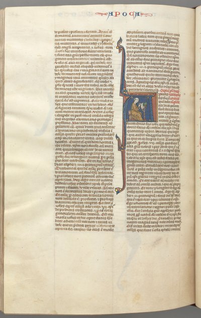 Fol. 482v, Revelations, historická iniciála A, John sedí u stolu a píše..., c. 1275-1300. od Unbekannt