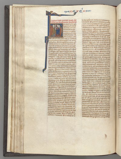 Fol. 62v, Deuteronomium, historická iniciála H, Mojžíš s rohy a svitkové kázání..., c. 1275-1300 od Unbekannt