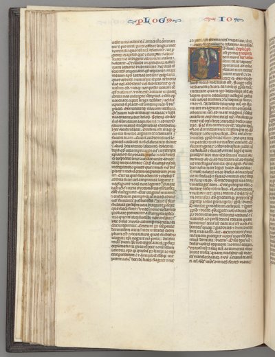Fol. 76v, Joshua, historická iniciála E, Joshua se svitkem klečícím před Bohem, c. 1275-1300. od Unbekannt