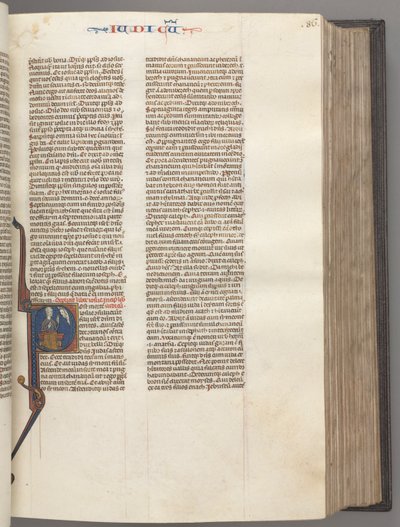 Fol. 86r, Soudci, historická iniciála R, Juda sedící s knihou mluvící s Bohem, c. 1275-1300. od Unbekannt
