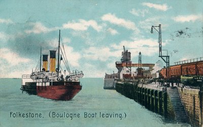 Loď Folkestone Boulogne vyplouvá, c1905 od Unbekannt
