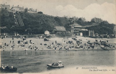 Folkestone. Pláž a výtahy, konec 19.-začátek 20. století od Unbekannt