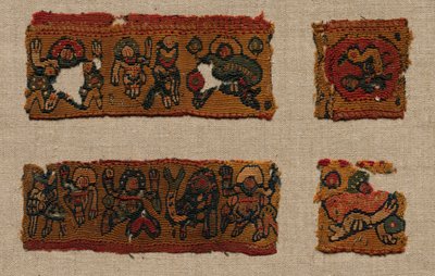Čtyři fragmenty gammadionské hranice tuniky, 400. - 600. léta. od Unbekannt