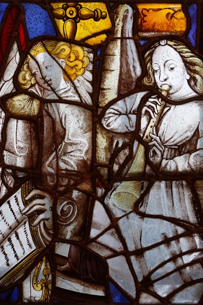 Francie, Ile-de-France, Paříž: Fragmenty vitráže kostela sv. SŽverina z XV. a XVI. století, Hudební andělé, Muzeum Carnavalet v Paříži od Unbekannt