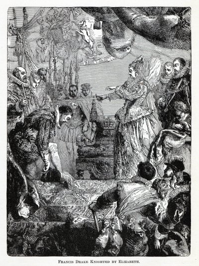 Francis Drake pasován na rytíře Elizabeth, 1882 od Unbekannt