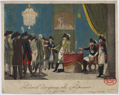 Fridrich Veliký jako svobodný zednář v roce 1740 od Unbekannt