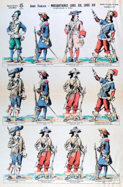Francouzská armáda, mušketýři Ludvíka XIII. a Ludvíka XIV., 17. století 19. století od Unbekannt