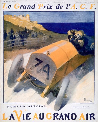 Velká cena Francie, obálka časopisu La Vie au Grand Air, 1908 od Unbekannt
