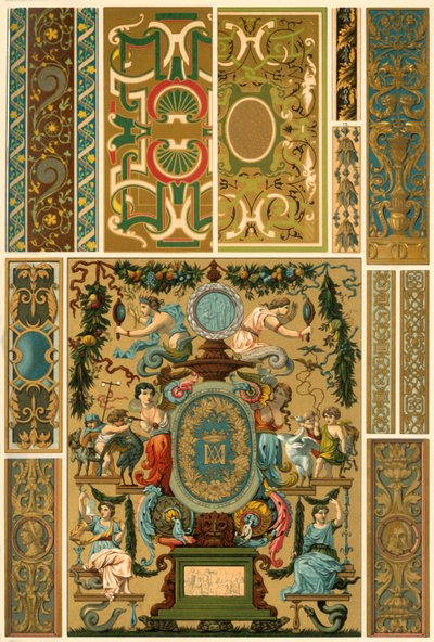 Francouzská renesanční nástěnná malba, polychromovaná malovaná socha, tkaní a knižní obálky, 1898. od Unbekannt