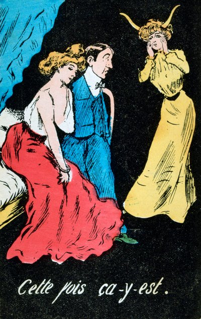 Francouzská karikaturní pohlednice z cizoložství, c1900 od Unbekannt