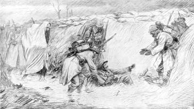 Francouzští vojáci vidí legrační stránku pádu do bahna, první světová válka, 1916, 1926 od Unbekannt