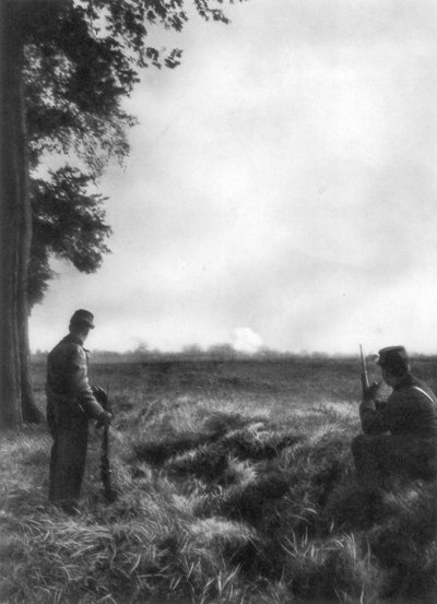 Francouzští vojáci sledující dělostřeleckou palbu, 1. bitva na Marně, Francie, 5.–12. září 1914 od Unbekannt