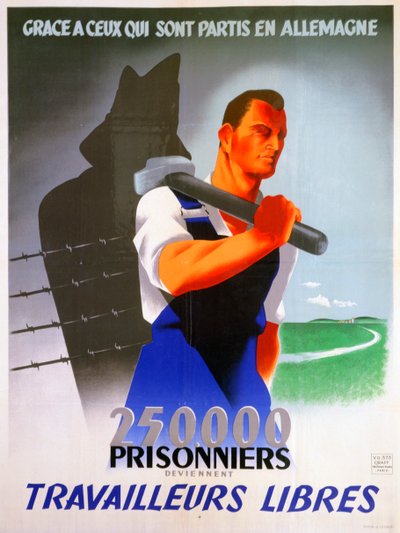 Plakát Francouzští dělníci pro Německo, 1943 od Unbekannt