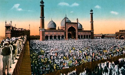 Páteční modlitby, Jama Masjid, Dillí, Indie, začátek 20. století od Unbekannt