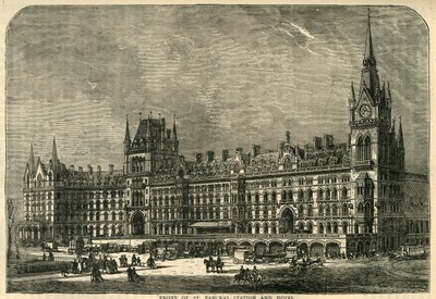 Před nádražím a hotelem St. Pancras, c1876. od Unbekannt