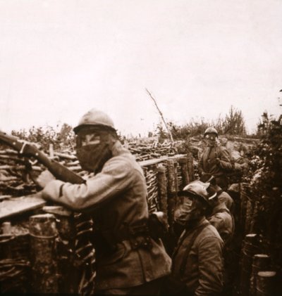 Plynová výstraha v zákopech, Champagne, severní Francie, 1916 od Unbekannt