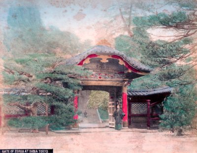 Brána buddhistického chrámu Zojoji, park Shiba, Tokio od Unbekannt