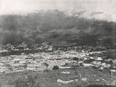 Celkový pohled zobrazující Stolovou horu zahalenou parou, Kapské Město, Jižní Afrika, 1895. od Unbekannt