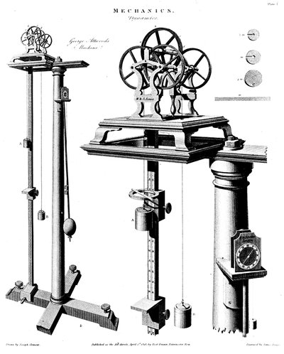 Stroj George Atwoodse pro demonstraci účinku gravitace na padající tělesa, c1780 od Unbekannt