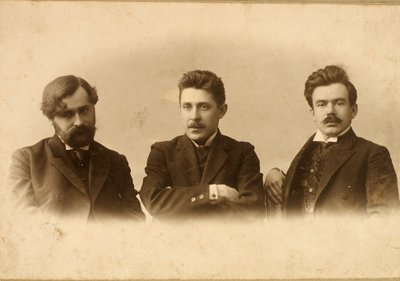Georgy Chulkov, Vasili Milioti a Genrich Tasteven, ruští spisovatelé, 1900 od Unbekannt