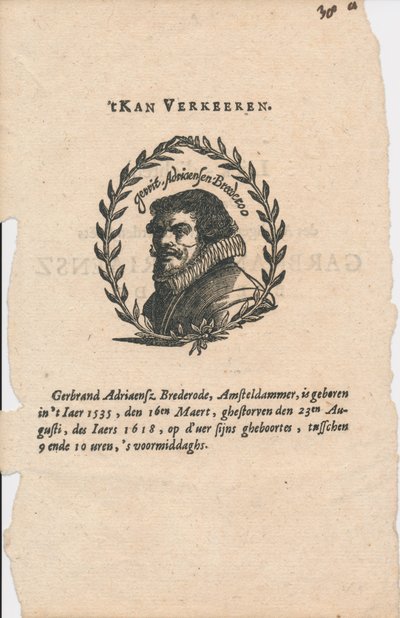 Gerbrand Adriaensz. Bredero 1585-1618 od Unbekannt