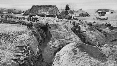 Německá pěchota v zákopech u Jasionna, Polsko, první světová válka, 1915 od Unbekannt