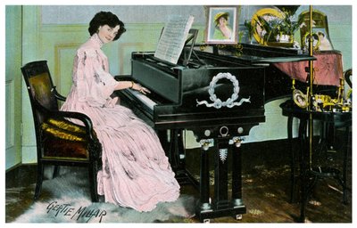 Gertie Millar, britská herečka a zpěvačka, hrající na klavír, c1890-1909 od Unbekannt