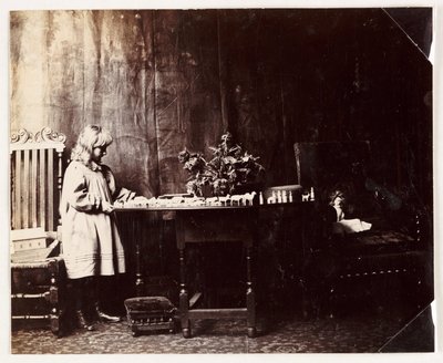 Dívka si hraje se sadou hraček Noemova archa, c 1905 od Unbekannt