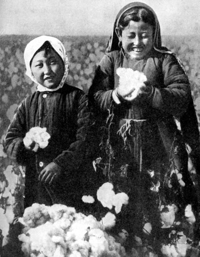 Dívky na bavlníkovém poli, Kazachstán, 1936 od Unbekannt