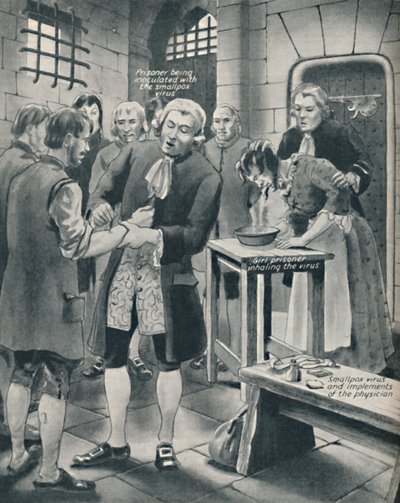 Dávat vězňům neštovice ve vězení, konec 18. století, c1934 od Unbekannt