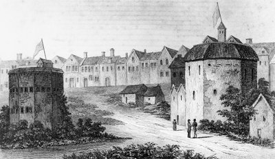 Divadlo Globe, Bankside, Southwark right and the Bear Garden, c1597 1825 od Unbekannt