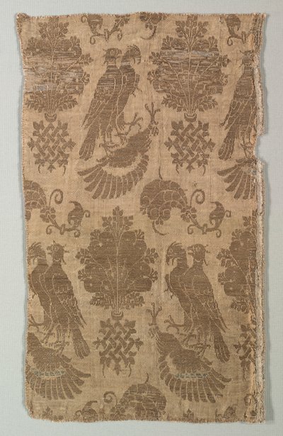 Hedvábí se zlatým vzorem se sokoly a heraldikou, 1360-1400. od Unbekannt