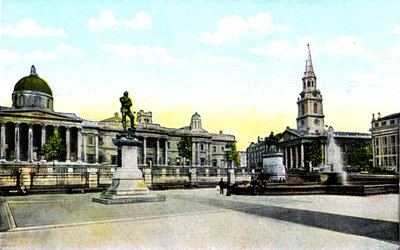 Gordons Statue and National Gallery, Trafalgar Square, London, 20th Century od Unbekannt
